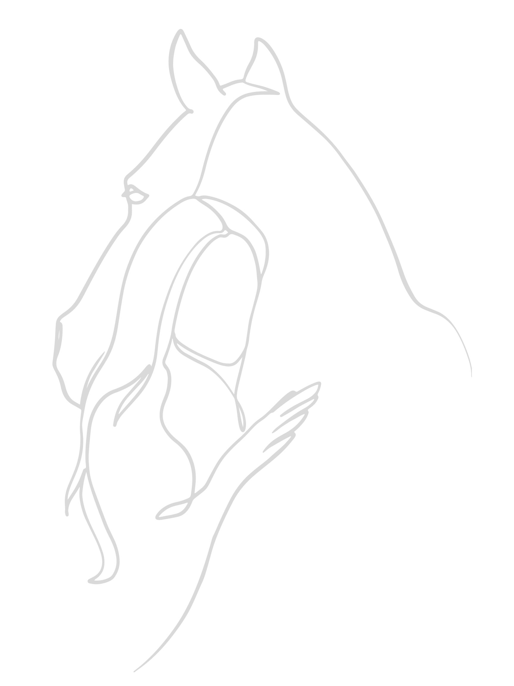 girl hugging horse lineart